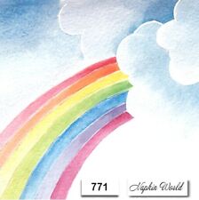 (771) TWO Individual Paper LUNCHEON Decoupage Napkins - COLORFUL RAINBOW CLOUDS picture