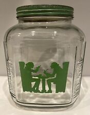 Anchor Hocking Green Tavern Silhouette Colonial Dressed Tavern Glass Jar Rare picture