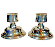 Vintage Classic Pair of Heavy Silver Plated Candle Stick Holders weighted bottom picture