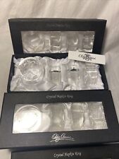 SET 12 OLEG CASSINI Round with heart CRYSTAL Glass NAPKIN RINGS in boxes picture