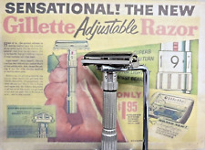 Vintage 1959 Gillette Fat Boy Adjustable DE Safety Razor.  E-4 picture