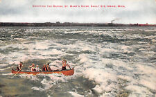 UPICK Postcard Shooting The Rapids St Marys River Sault Ste Marie Michigan c1910 picture