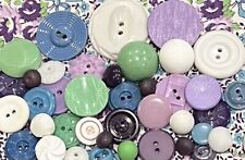 Vintage Lot Buttons Lot Mixed Variety Plastics Sweet Lavender Purple Greens picture
