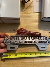 Red Lion Racing License Plate Frame Topper Solid Metal Patina Man Cave Collector picture