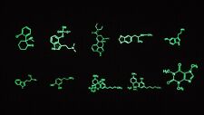 10 Super Glow Caffeine Lsd Mdma Serotonin DMT Dopamine THC CBD Molecule Pin Lot picture