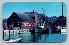 POSTCARD Fishing Boats tied up Old Dock Lobster Buoys Postcard picture