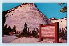 Checkerboard Mesa Navajo Zion National Park Utah Sandstone Rock Form Postcard C6 picture