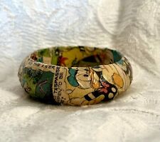 decoupaged bangle bracelet upcycled from vintage 1940's Disney Donald Duck comic picture