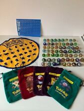 Pokémon Large Lot of 62 Marbles, Pokemon - 5 Velvet Bags, and Shooter Mat Used picture