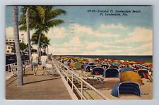 Fort Lauderdale FL- Florida, Fort Lauderdale Beach, Vintage c1953 Postcard picture