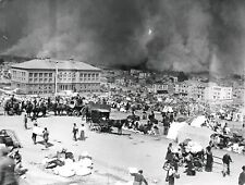 1906 SAN FRANCISCO EARTHQUAKE SMOKE,DOLORES PARK,HORSES&WAGONS,REFUGEES~NEGATIVE picture