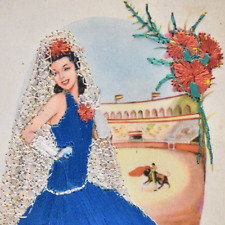 Vintage 1900s Spanish Dancer Woman Spain Silk Embossed Postcard #3 picture