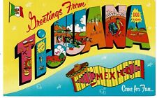 vintage 1970s Greetings Tijuana Mexico big large letter spellout Postcard chrome picture