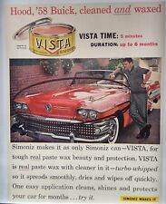 1958 Buick Convertible Simoniz Vista Hood Waxed Vintage Print Ad Man Cave Poster picture
