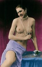 1930s-60s Classic Color Photo Like Nude PC- Endowed Brunette- Long Cigarette picture
