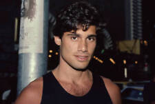 Steven Bauer wearing a black vest 1985 A Meher Baba flyer on the l- Old Photo picture