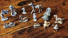 12 Vintage Miniature Pewter Lead Metal Figurines Soldiers Horse Train Mixed picture