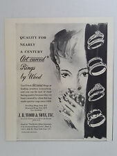 1945 J.R. Wood Art-Carved Ring Jewelry Diamonds Engagement Vtg Magazine Print Ad picture
