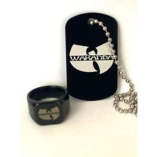 Wakanda Wu Tang Clan Logo Pendant With Necklace and Ring Size 6-11 picture