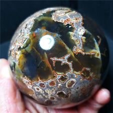 Rare 808.3g Natural Polished  Colorful Volcano Agate Crystal Ball Healing  A3603 picture