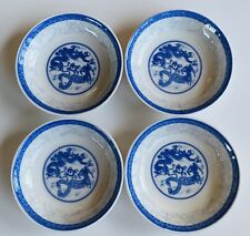 Set of 4 Cheng’s White Jade Porcelain Blue Dragon Mini 3” Sauce Dishes picture