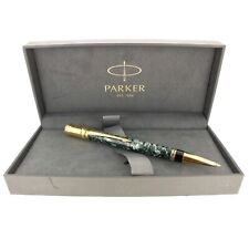 1995 PARKER DUOFOLD EMERALD MARBLED BALLPOINT PEN MINT IN BOX MADE IN UK picture