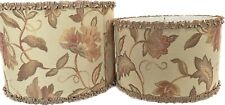2 VTG WESTWOOD Drum Table Desk Lamp Shades Floral Fabric Retro MCM Shabby Chic picture