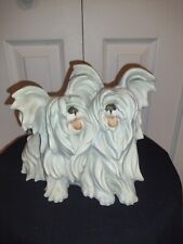 LARGE Rare Cacciapuoti DOG Skye Terriers Figurine SIGNED ITALY  Pottery Statue  picture