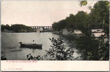 Vintage 1910s LINDSTROM Minnesota Postcard RAILROAD BRIDGE / Advertising on Back picture