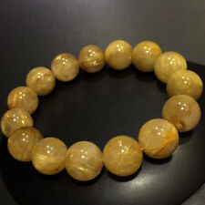 15mm Natural Hair Rutilated Quartz Crystal Round Beads Bracelet AAA picture