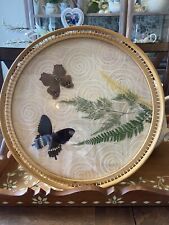 Vintage MCM Bamboo Butterfly Serving Tray 11 “ Nature Novelty Grandma Core picture
