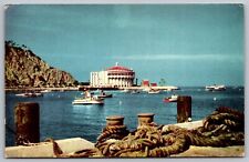 Catalina Southern California Dock Pier Boats Mountains Shoreline Ocean Postcard picture
