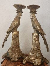 Pair Of Gold Parrot Bird Candle Holder Candlesticks 16” T🦜 picture