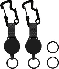 2Pcs Retractable Key Tool Reel Holder Steel Clip Chain Belt Heavy Duty Split US picture