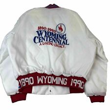 VINTAGE J&L SPORTS WHITE RED BLUE WYOMING CENTENNIAL LASTING LEGACY JACKET XL picture