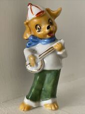 Vintage Made in Japan Figurine Anthropomorphic Dog  in Hat Playing Banjo picture