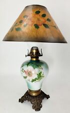 Antique Victorian Oil Lamp Queen Anne Burner Original Shade picture