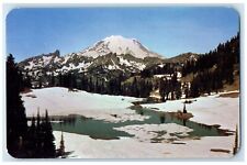 c1960 Mount Rainier Tipsu Lake Snow Winter Chinook Pass Washington WA Postcard picture