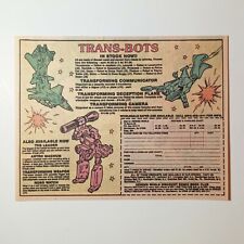 Trans-Bots vintage 1984 print ad for 1980s transformers robot toys picture