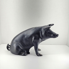 Vintage Cast Iron Sitting Pig Piggy Bank 5lb Black Door Stopper picture