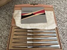 VINTAGE Mid Century Modern B&B Italy Knife Cutlery Set of 6 IN BOX NEW- Damascus picture