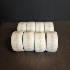 Vtg Kentfield and Sawyer Fine Porcelain China Set of 8 Floral Roses Napkin Rings picture