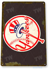 TIN SIGN New York Yankees Retro Metal Décor Stadium Baseball Card Shop A914 picture