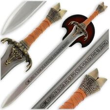 BARBARIAN FATHER'S MEDIEVAL RAMS HEAD MOVIE SWORD COLLECTIBLE + FREE PLAQUE picture
