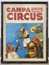 🔥 RARE Original Vintage CAMPA BROS Circus Monkeys Lithograph Poster, 1950s picture