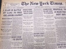 1933 JUNE 18 NEW YORK TIMES - 5 SLAIN BY GANG TO FREE OKLAHOMA BANDIT - NT 5227 picture