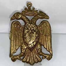 Byzantine Symbol Double-Headed Eagle Crest Coat Of Arms Vintage Brass Plate RARE picture
