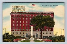 Flint MI-Michigan, Hotel Durant, Genesee Co Mem of WW 2, Vintage Postcard picture