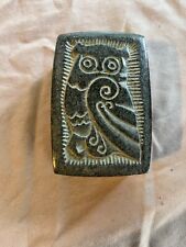 Owl Carved Marble Stone  Trinket Box Small Heavy Earthy  picture