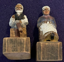 Vintage Folk Art Woodcarvings R. Audet - Hand Crafted - Man And Woman Set picture